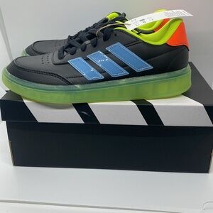 Adidas Kids Courtblock EL C Sneakers – Size 5 - Black/Blue/Neon Green/Orange 👟✨